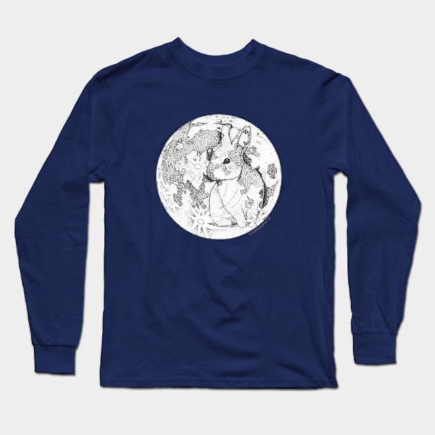 Rabbit Moon Long Sleeve T-Shirt by Meginks